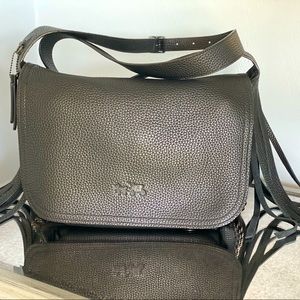 Coach Whipstitch Dakota saddlebag in black pebbled leather